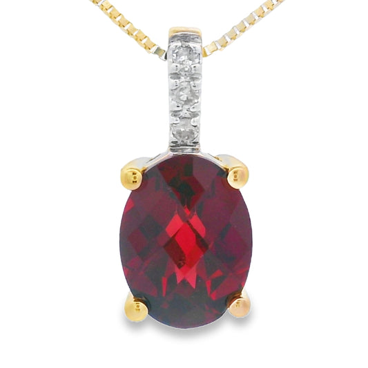 1.34ct Colgantes de Moda con Granates y Diamantes Oro Amarillo de 10KT