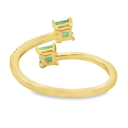 Anillo de diamante esmeralda de 0,47 ct, oro amarillo de 14 kt