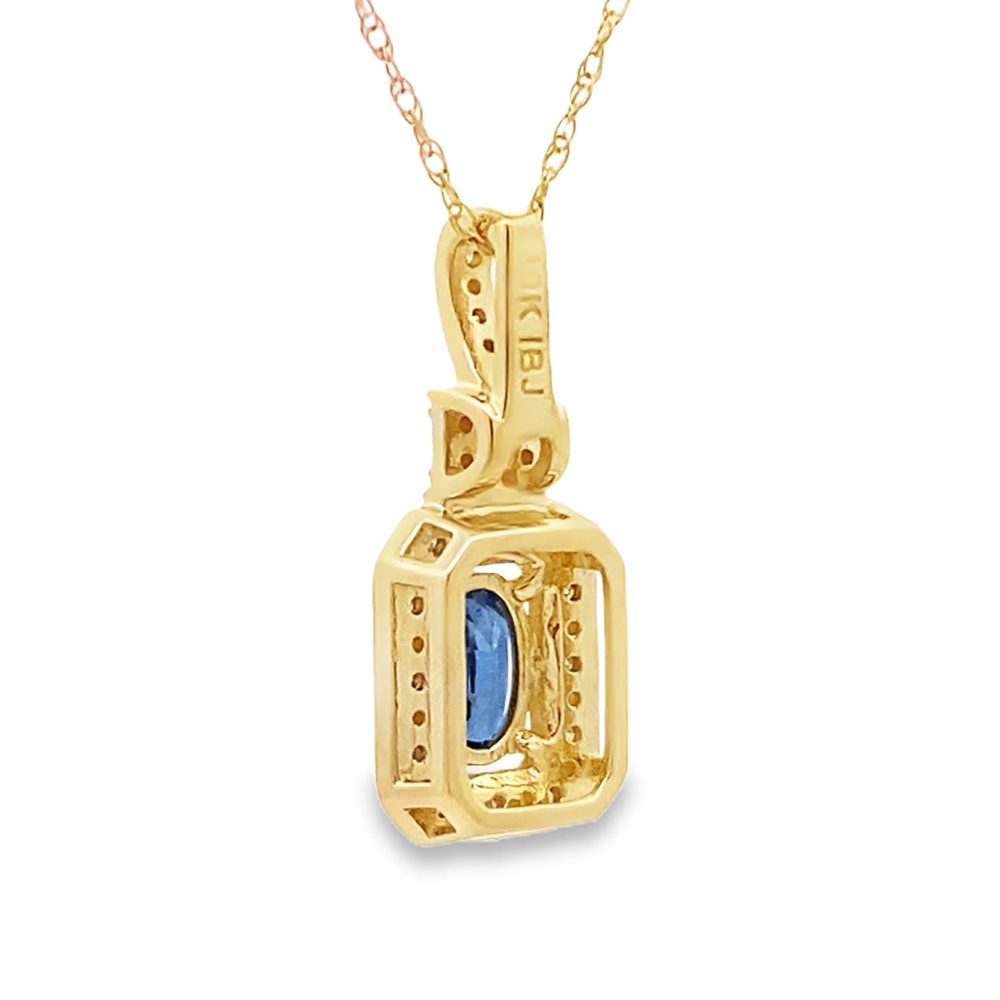 Colgantes de moda de zafiro y diamantes de oro amarillo de 10 quilates