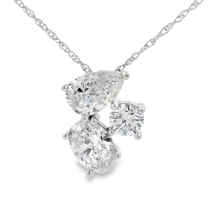 Colgantes de moda con diamantes cultivados en laboratorio, oro blanco de 14 quilates