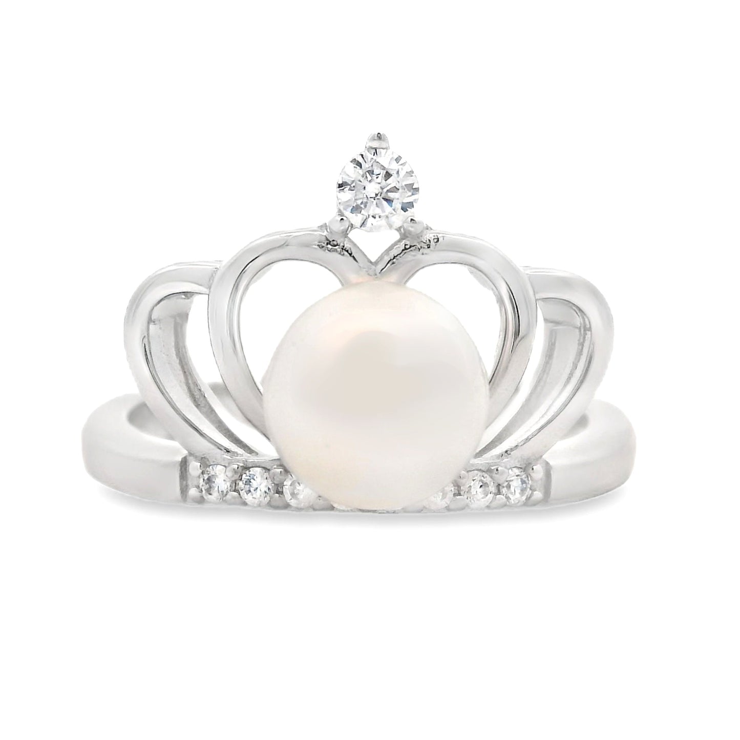 Anillo de Plata de Ley con Circonita Cúbica y Perla de Agua Dulce