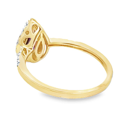 Anillo de Amatista y Diamantes de .98ct en Oro Amarillo de 14KT