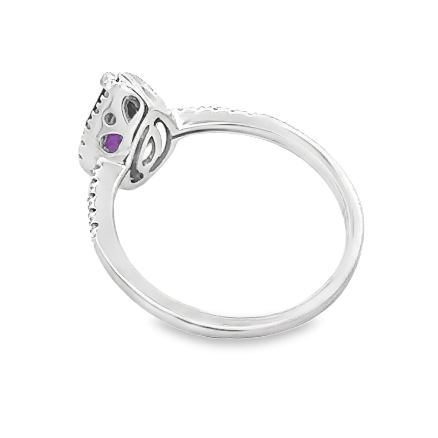 Anillo de amatista y diamante de 0,98 qt en oro blanco de 14 K