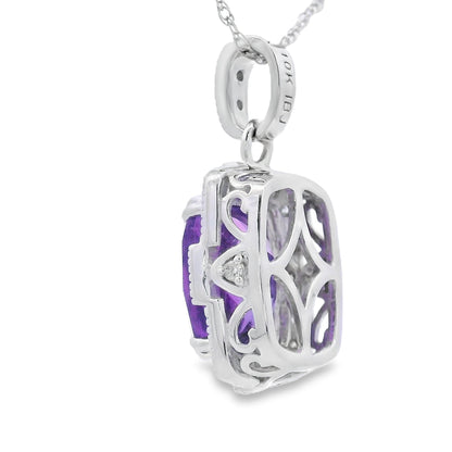 Colgantes de moda de amatista y diamante Oro blanco de 10 qt