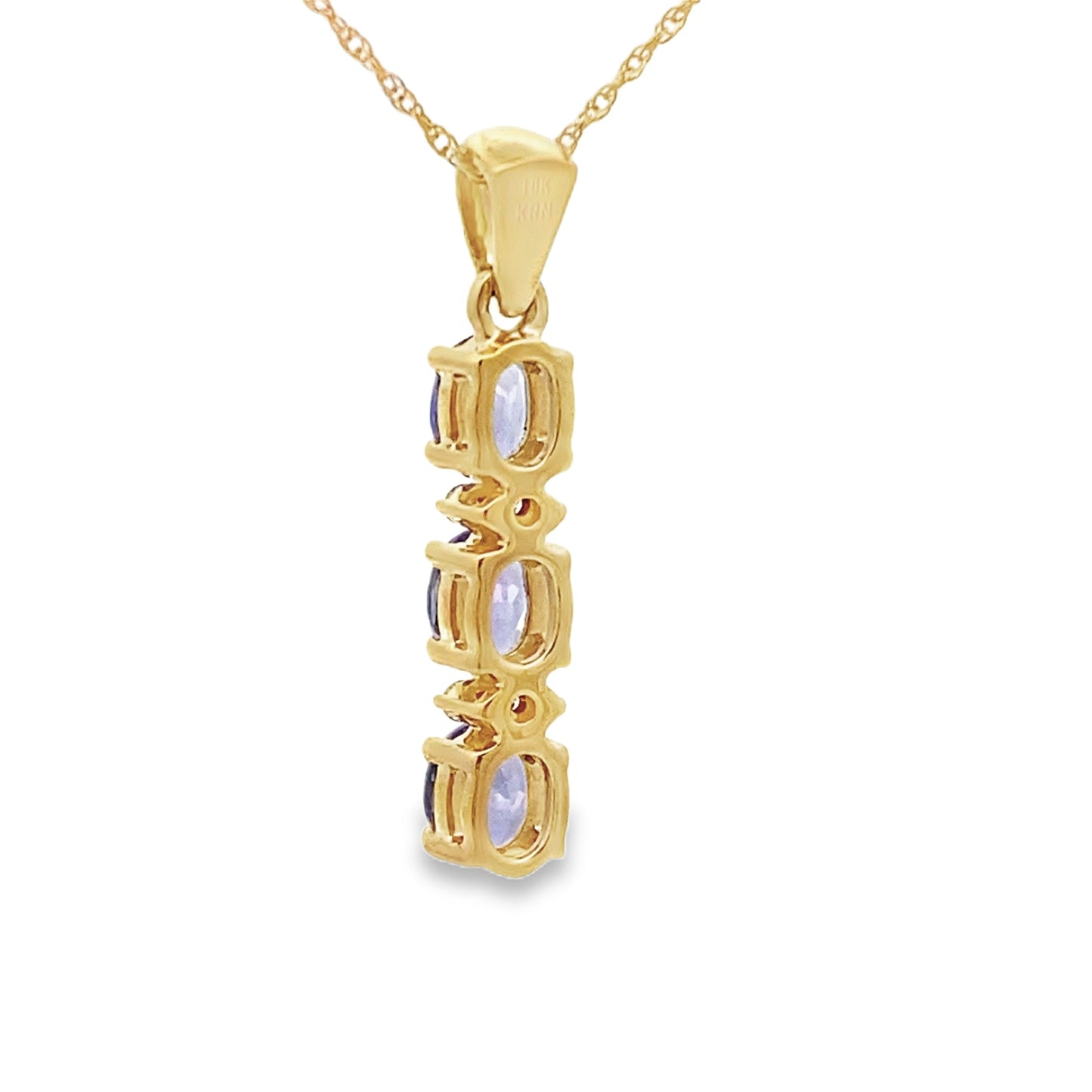 Colgantes de moda de tanzanita y diamante en oro amarillo de 10 quilates