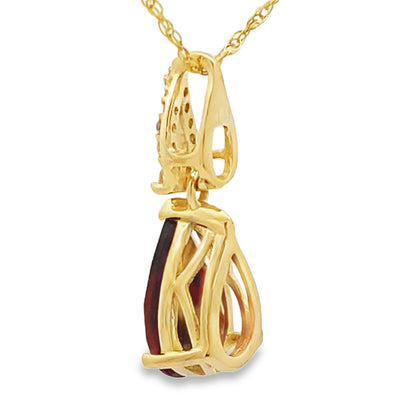 Colgantes de moda de granate y diamante de 1,38 ct, oro amarillo de 10 kt
