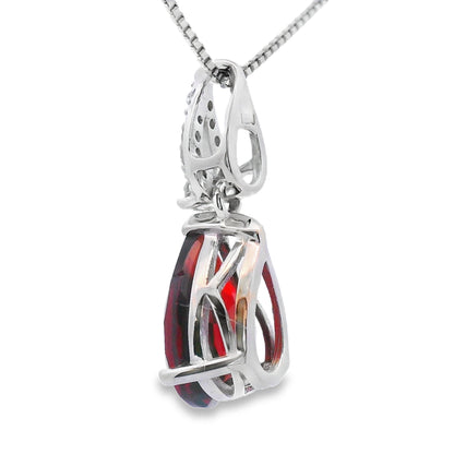 Colgantes de moda de granate y diamante de 1,38 ct, oro blanco de 10 kt