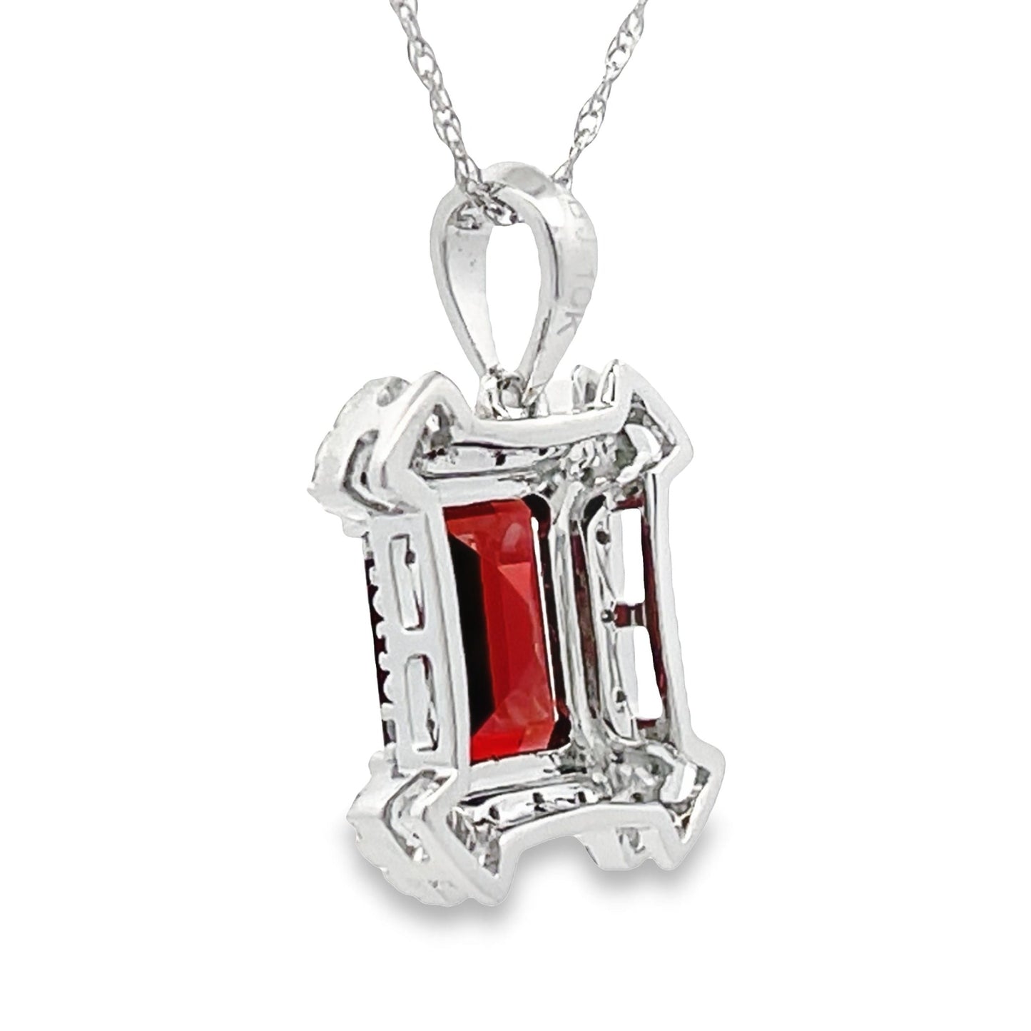 Colgantes de moda de granate y diamante de 1,87 ct en oro blanco de 10 kt