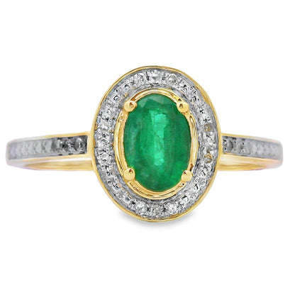 Anillo de diamante esmeralda de .49 ct en oro amarillo de 10 kt