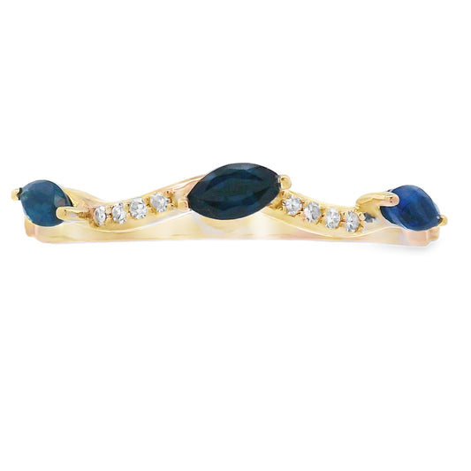 Anillo apilable de Zafiro Diamante en oro amarillo de 14K