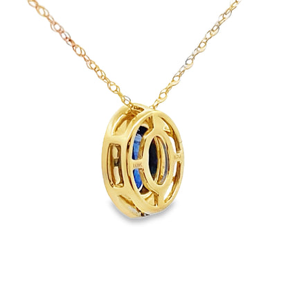 Colgantes de moda de zafiro y diamantes de oro amarillo de 10 quilates