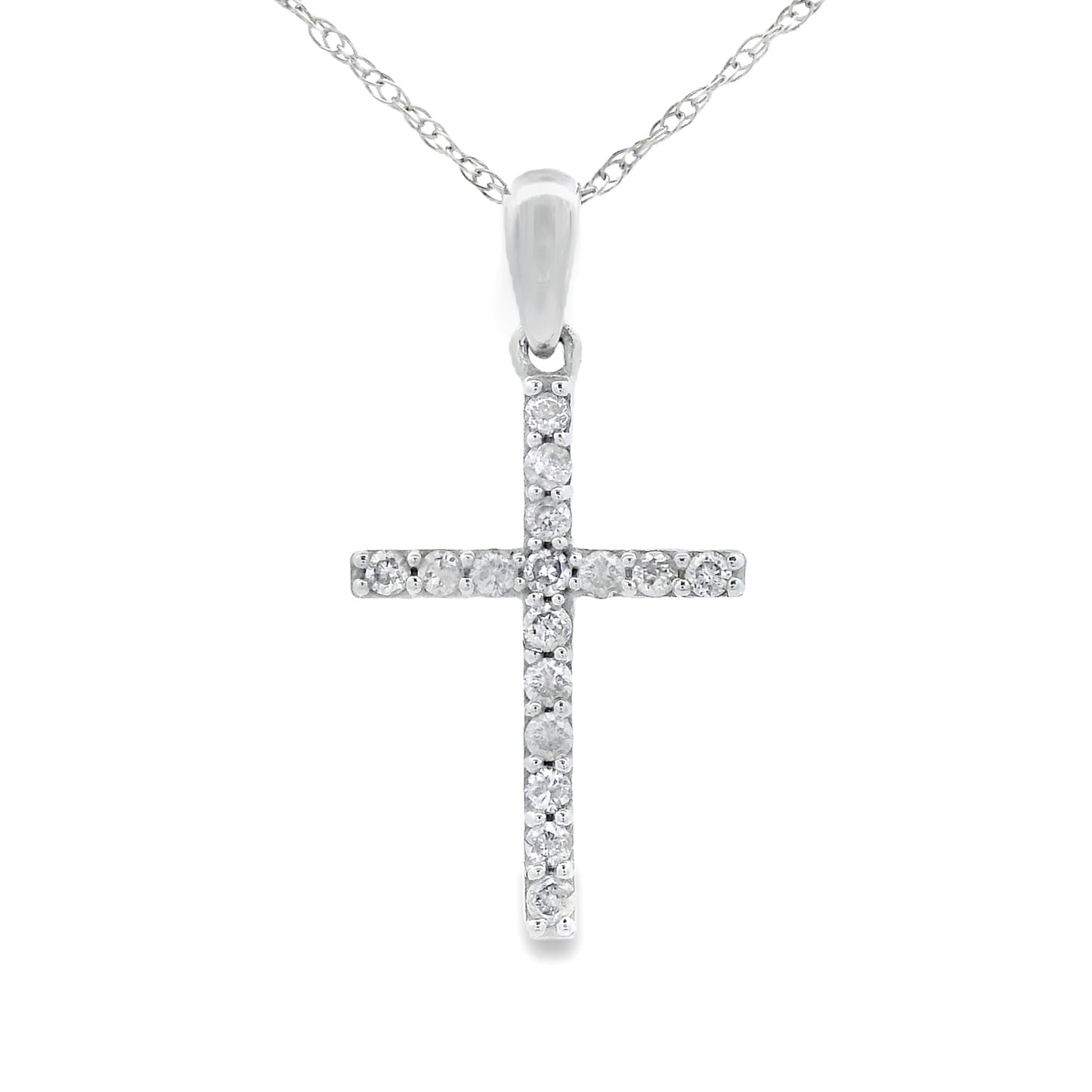 .13ct Diamond Cross Religious Pendant 14KT White Gold