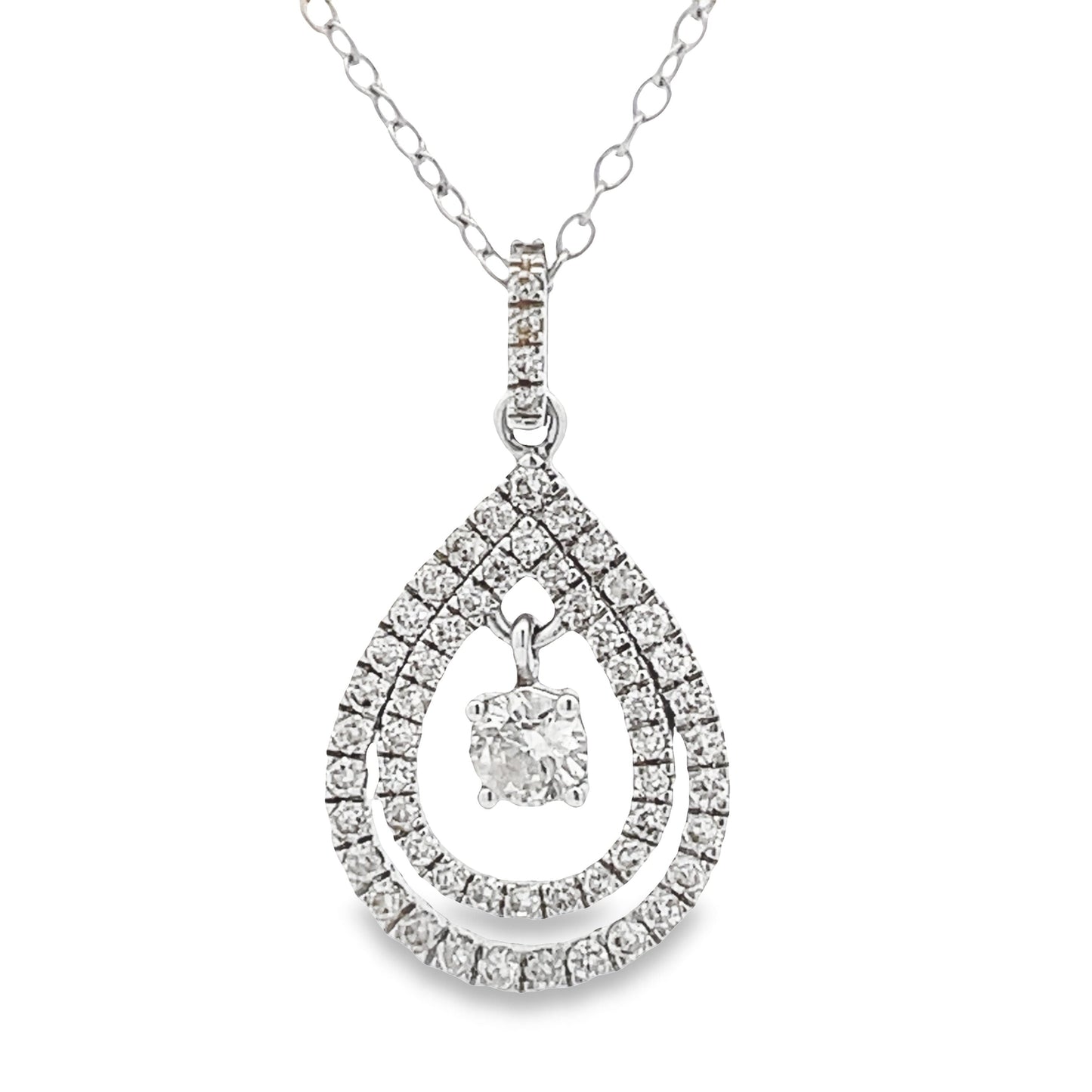 Colgantes de moda con diamante de .77 ct en oro blanco de 10 kt