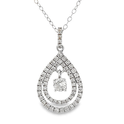 Colgantes de moda con diamante de .77 ct en oro blanco de 10 kt