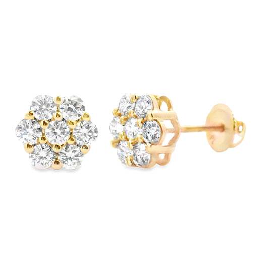 Pendientes de diamante cultivado en laboratorio de 1,50 ct en oro amarillo de 14 kt
