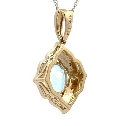 Colgantes de moda de aguamarina y diamantes, oro amarillo de 10 quilates