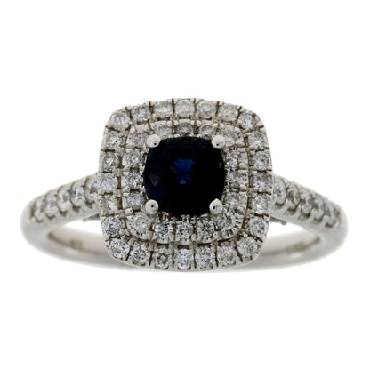 Anillo de Zafiro y Diamantes de 1.22ct Oro Blanco de 14KT
