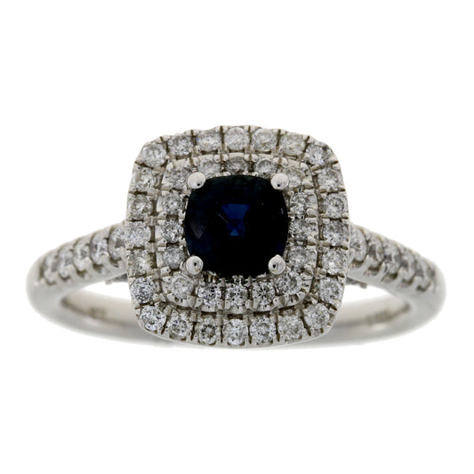 Anillo de Zafiro y Diamantes de 1.22ct Oro Blanco de 14KT