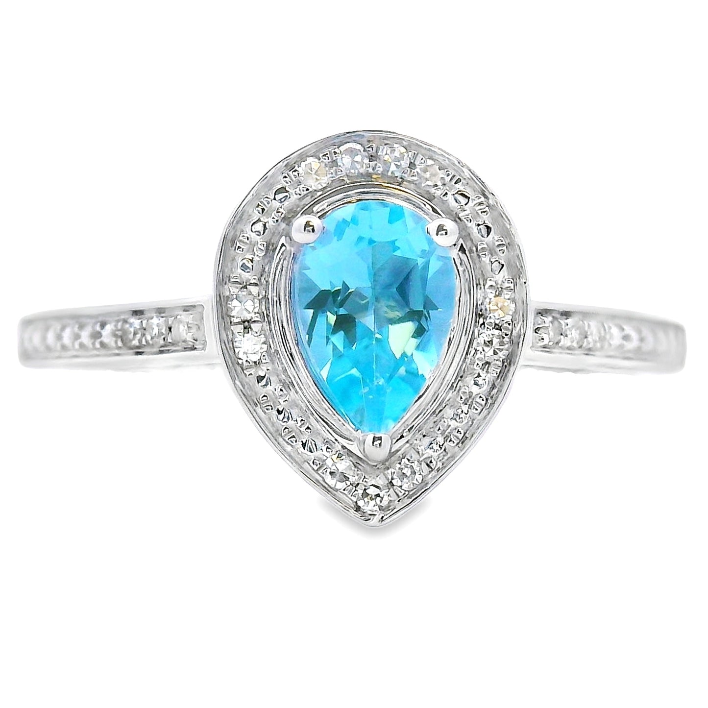 Anillo de topacio azul y diamantes de 0,54 ct en oro blanco de 10 quilates