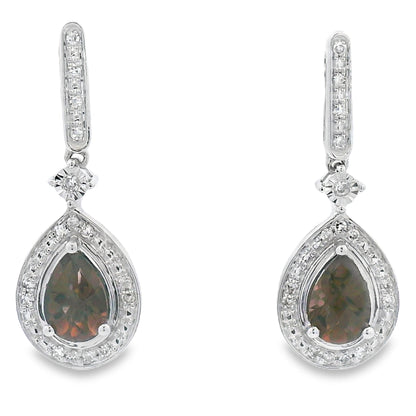 Pendientes colgantes de cuarzo y diamantes de 0,84 ct en oro blanco de 10 qt