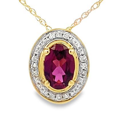 Colgantes de moda de granate y diamante de .52 ct oro amarillo de 10 kt