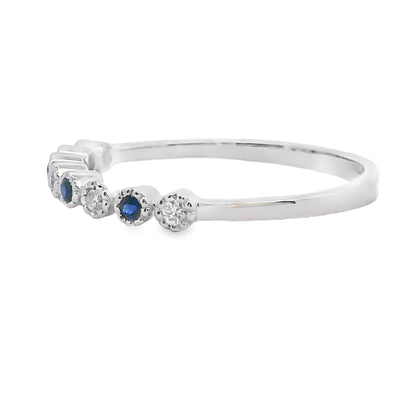Anillo apilable de Zafiro y Diamantes en Oro Blanco de 14kt