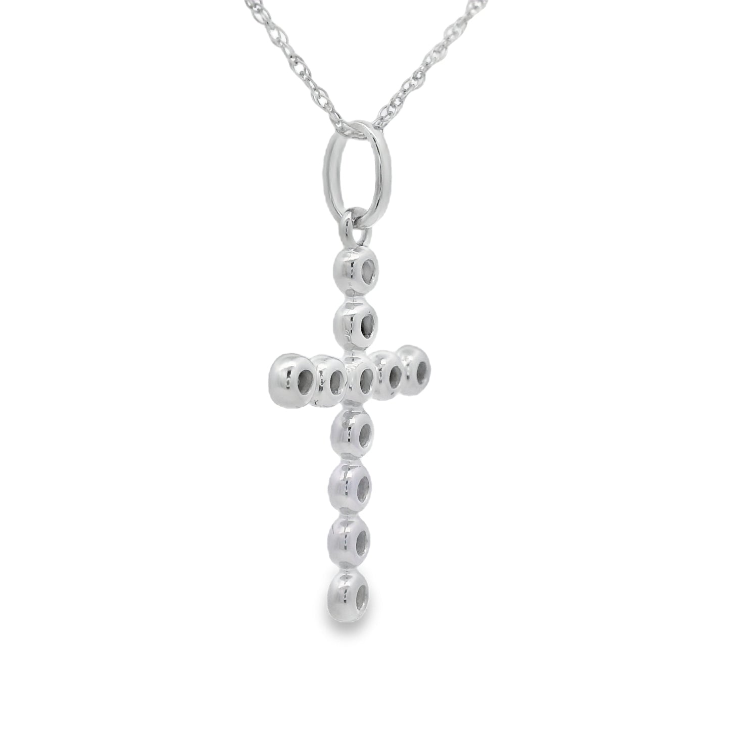 Cruz con diamante de 0,15 quilates, colgante religioso, oro blanco de 14 quilates