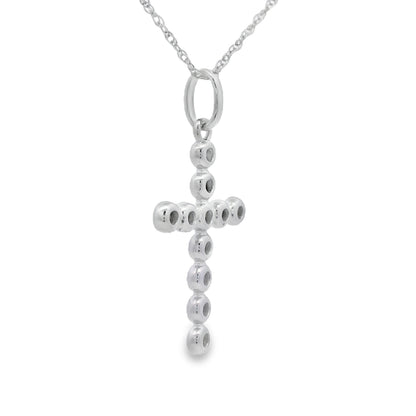 Cruz con diamante de 0,15 quilates, colgante religioso, oro blanco de 14 quilates