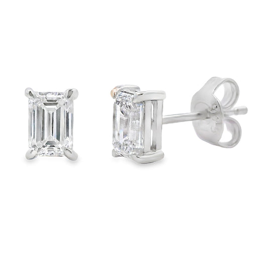 Pendientes de diamante cultivado en laboratorio de 1.00 ct de plata de ley