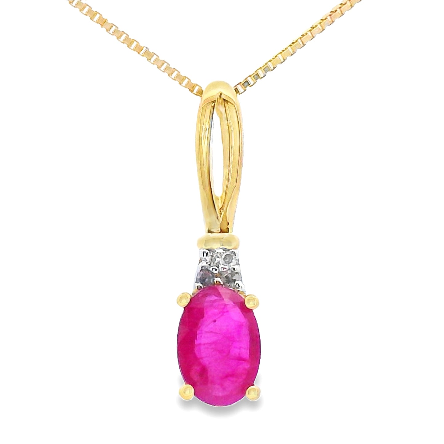 Colgantes de moda de rubí y diamantes de .38 ct en oro amarillo de 10 kt