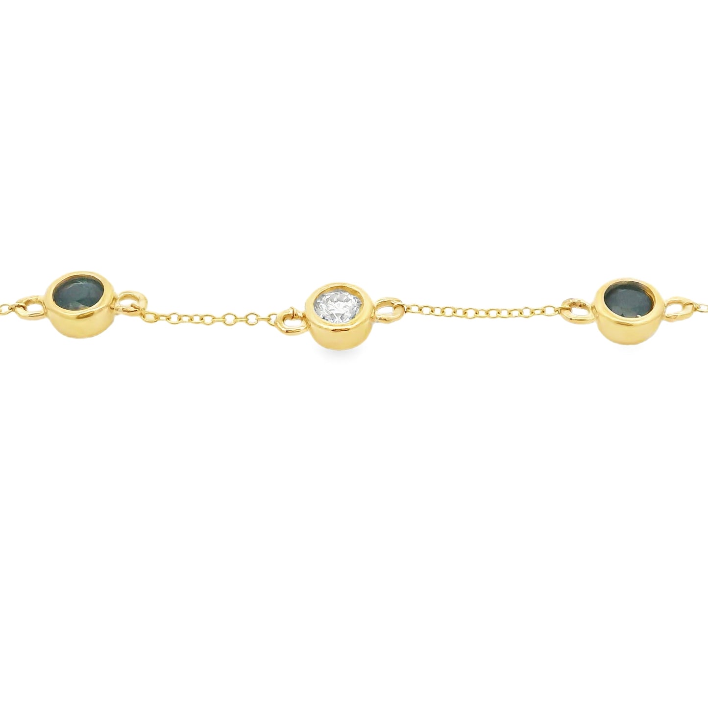 Pulsera de Zafiro y Diamantes de .74ct en Oro Amarillo de 14K