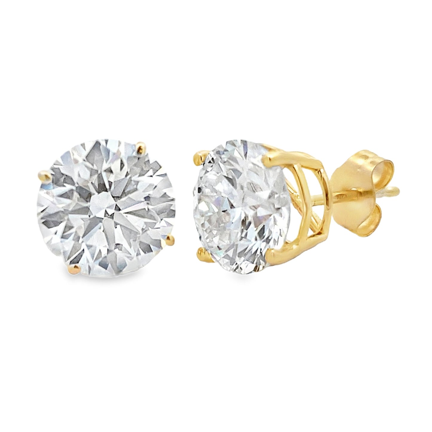 Pendientes de tuerca de diamante cultivado en laboratorio de 4,00 ct Oro amarillo de 14 KT