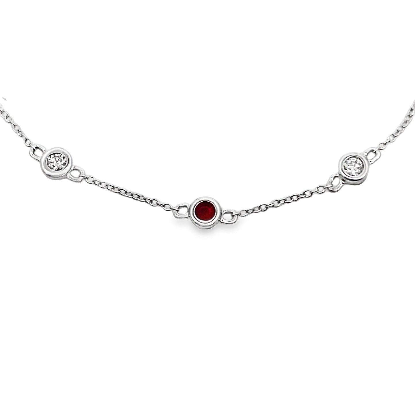 Pulsera de diamantes con rubí de 0,17 ct en oro blanco de 14 kt
