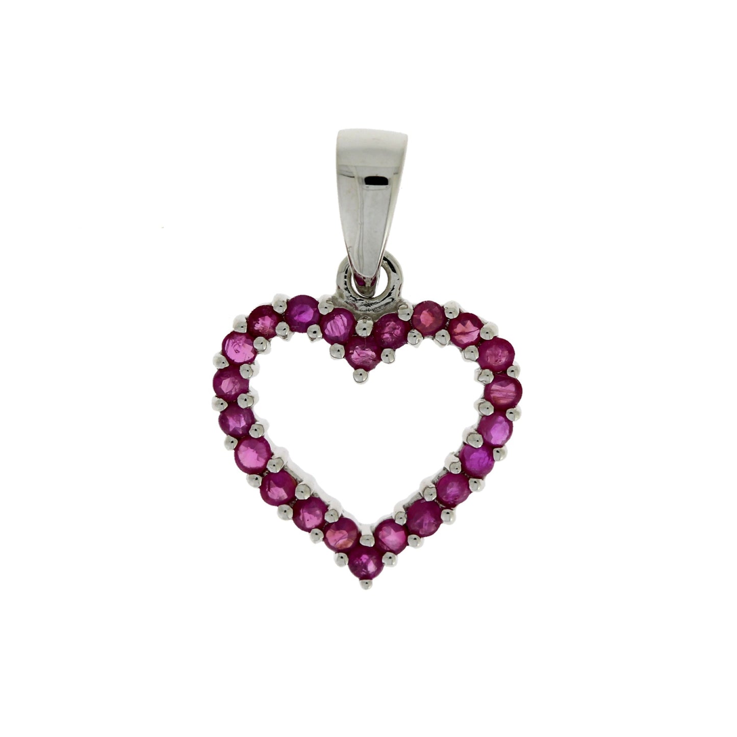Colgante de corazón de rubí de 0,37 ct "Love" en oro blanco de 10 kt