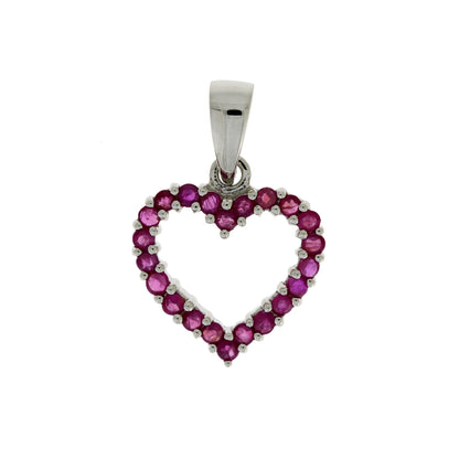 Colgante de corazón de rubí de 0,37 ct "Love" en oro blanco de 10 kt
