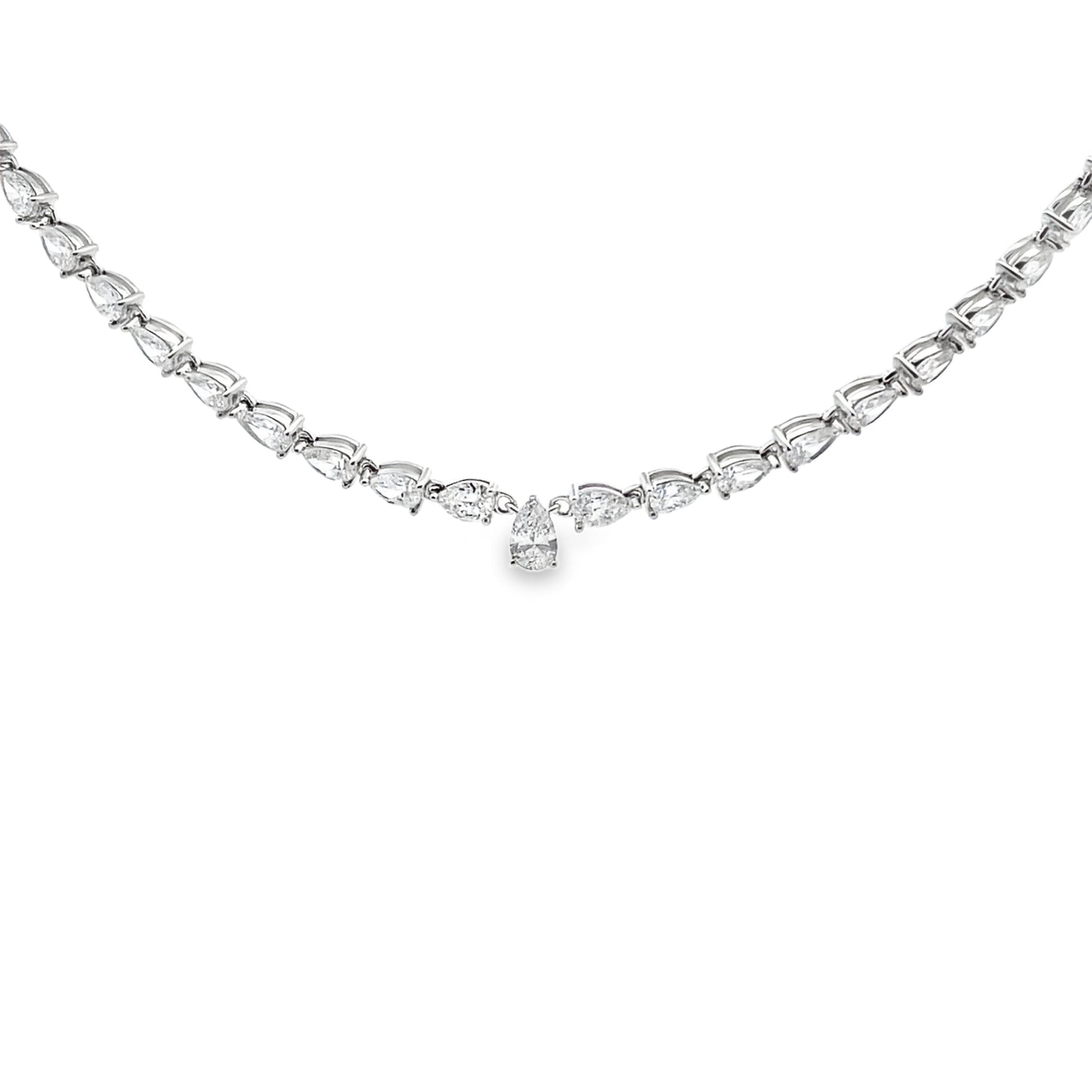 Pulsera de tenis de oro blanco de 14 K con diamantes cultivados en laboratorio de 15,00 ct