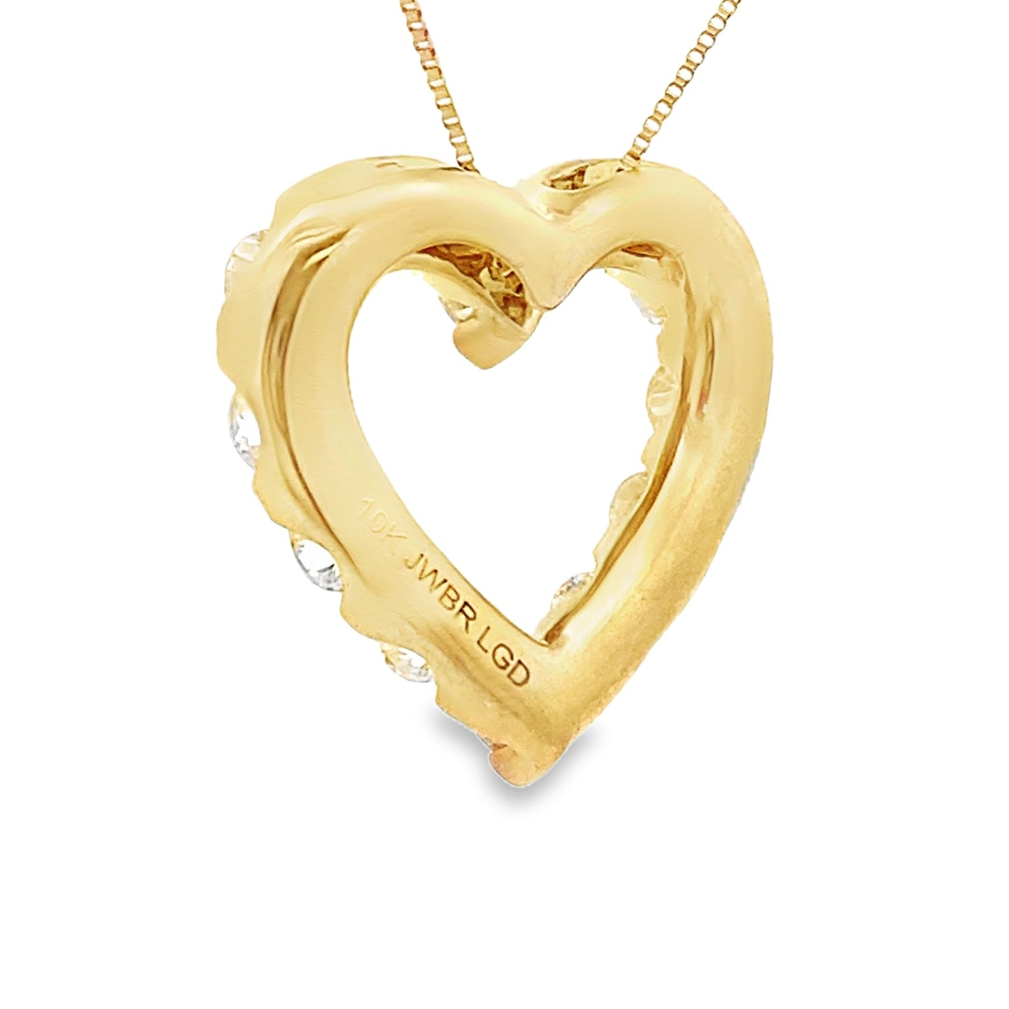 Colgante de corazón de diamante cultivado en laboratorio de oro amarillo de 10KT