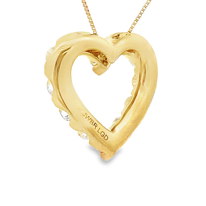 Colgante de corazón de diamante cultivado en laboratorio de oro amarillo de 10KT