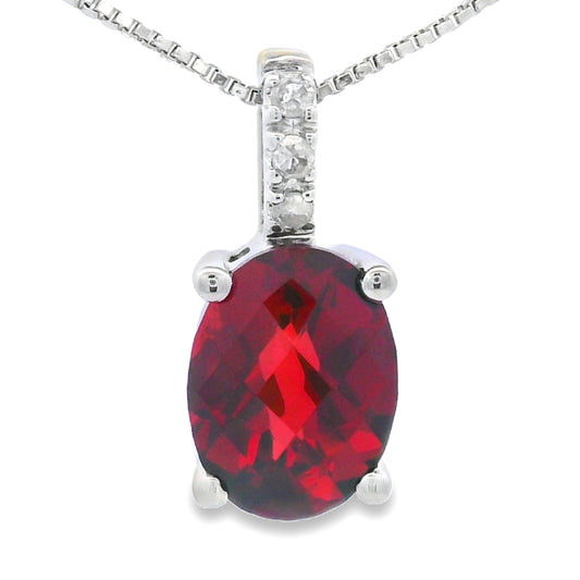 Colgantes de moda con granate y diamantes de 1,34 qt Oro blanco de 10 kt