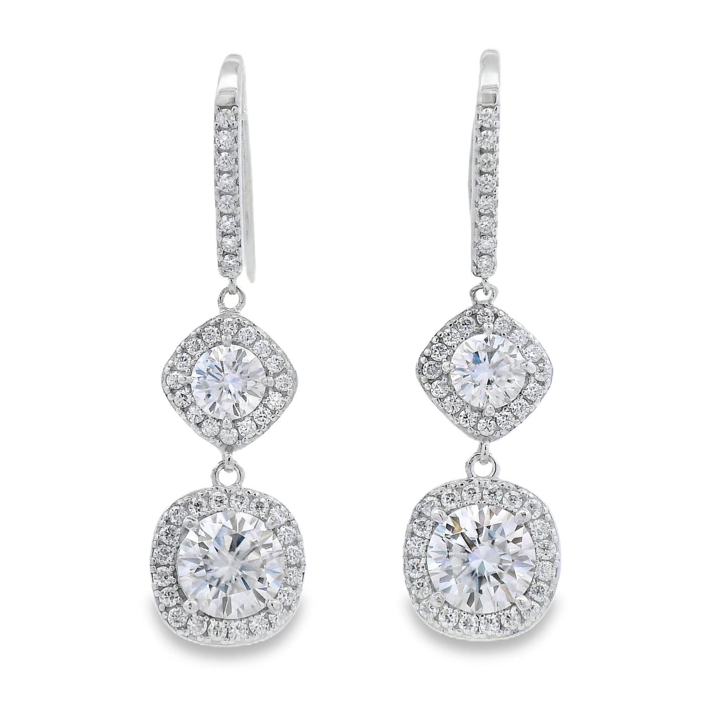 Aretes Colgantes de Moissanita de 8.51 ct de Plata Esterlina