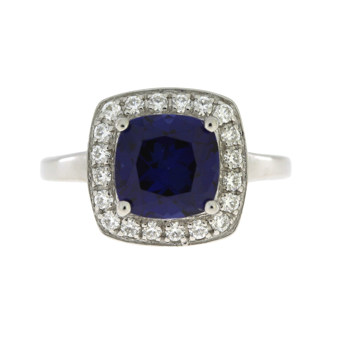 Anillo de zafiro y moissanita de plata esterlina