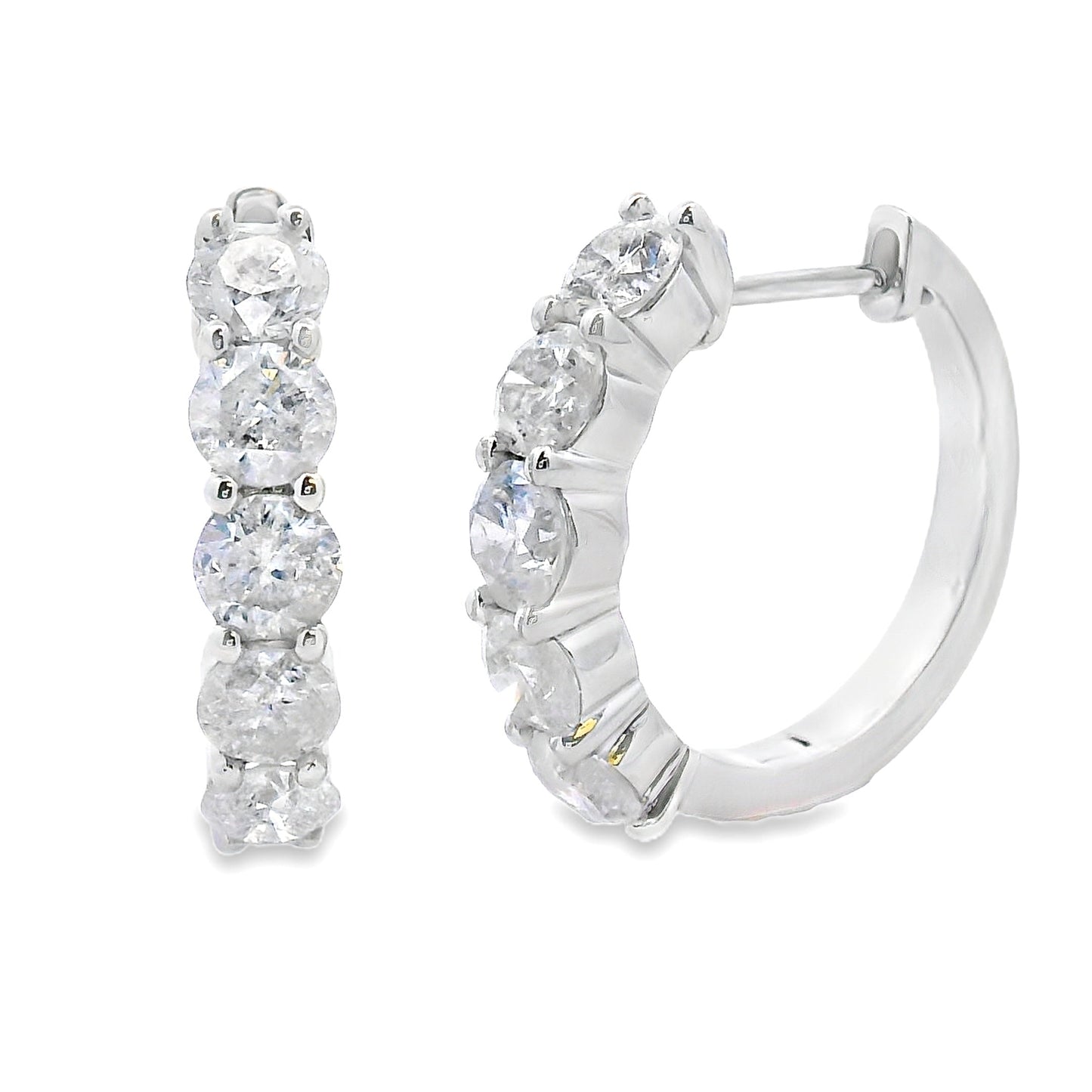 Pendientes de aro de diamante de 2.00ct Oro blanco de 14K
