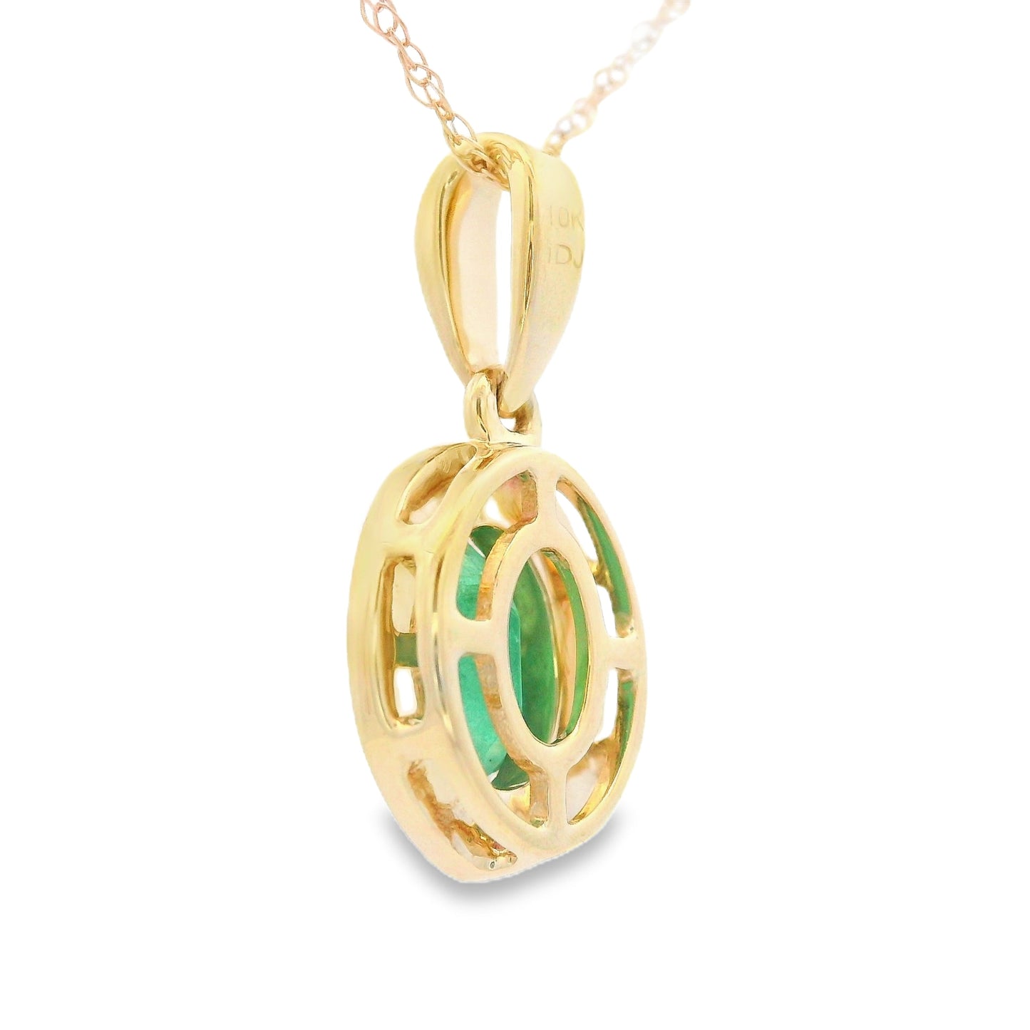 Colgantes de moda de diamante esmeralda de .46 ct en oro amarillo de 10 kt