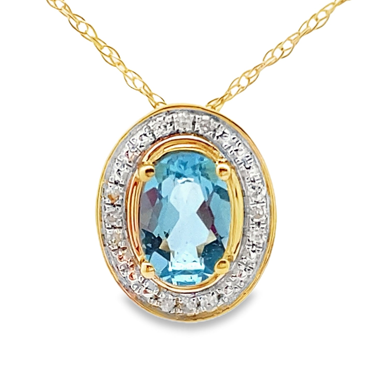 Colgantes de moda de topacio azul y diamantes en oro amarillo de 10 qt