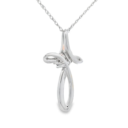 Colgante de cruz religiosa con diamante de 0,04 ct de oro blanco de 14 K
