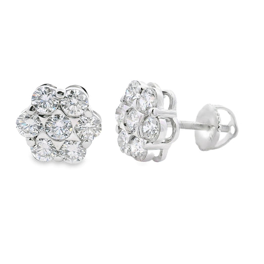 Aretes de diamantes cultivados en laboratorio de 1,87 ct, plata esterlina