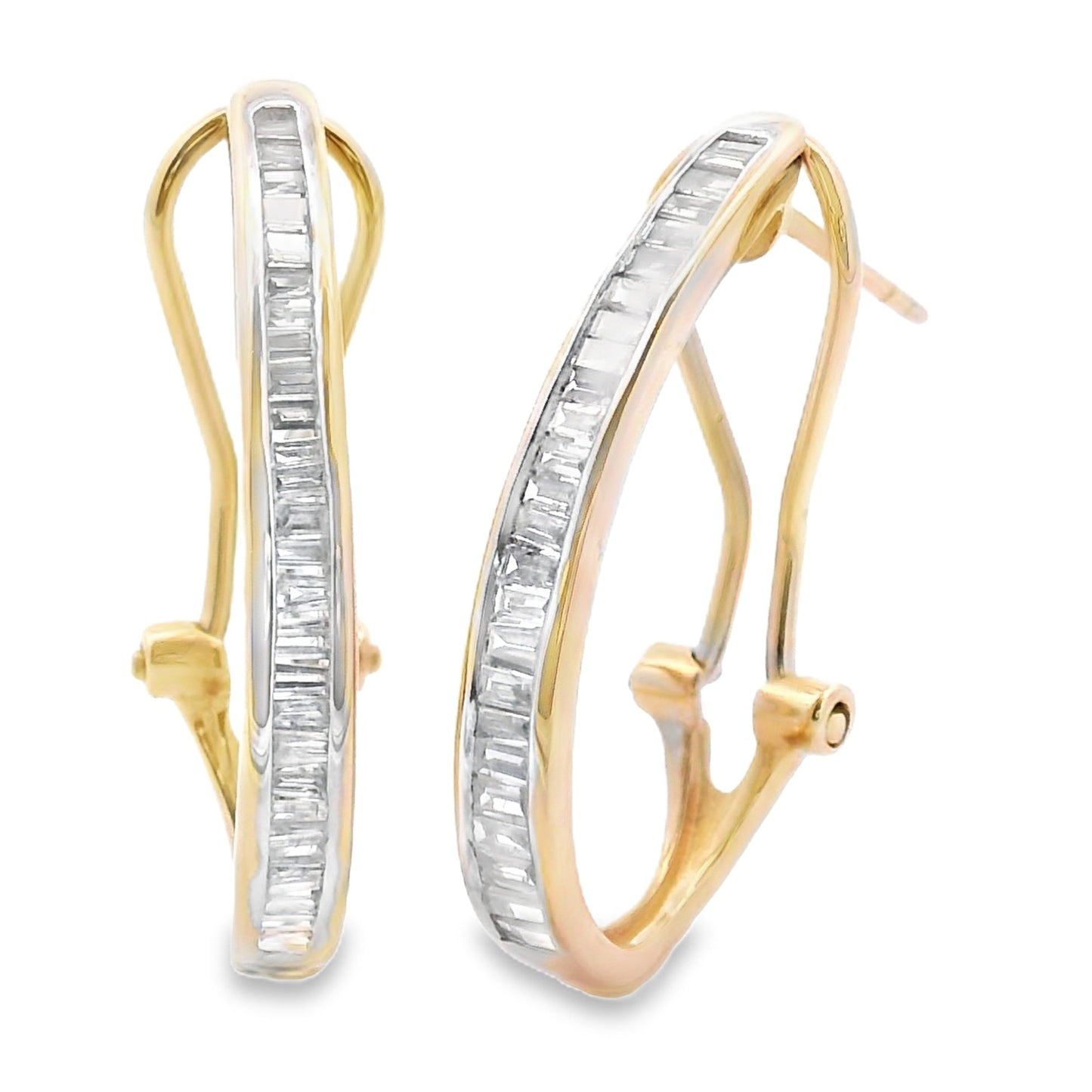 Pendientes de aro de oro amarillo de 14kt con diamantes de 0,50 qt