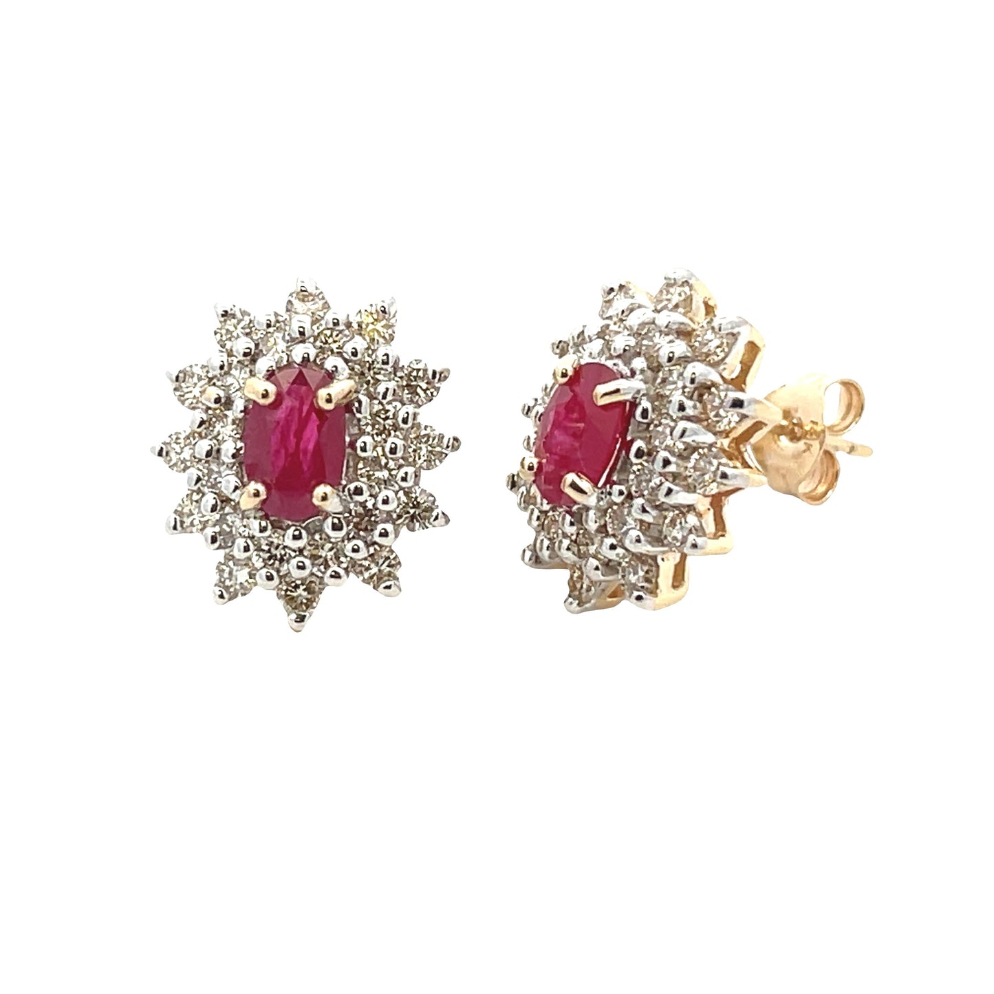 Pendientes de Rubí y Diamantes de 2.30ct en Oro Amarillo de 14KT