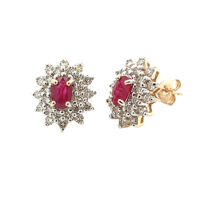 Pendientes de Rubí y Diamantes de 2.30ct en Oro Amarillo de 14KT