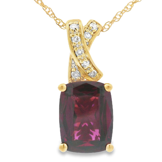 Colgantes de moda con granate de 1,63 ct y diamantes en oro amarillo de 10 kt